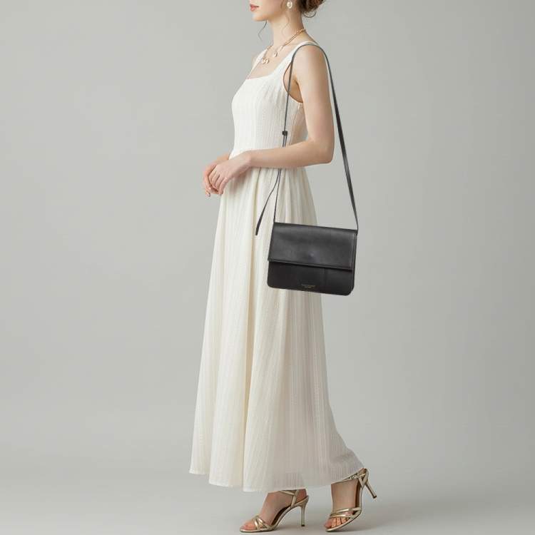 Pre Owned Tory Burch Block T Black Leather Shoulder Bag