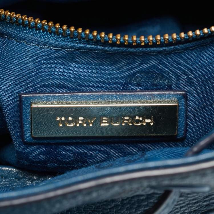 Pre Owned Tory Burch Mcgraw Drawstring Blue Leather Backpack