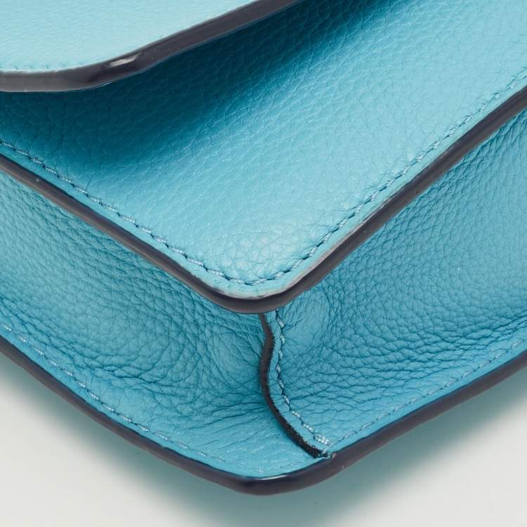 Pre Owned Tory Burch All T Combo Juniper Blue Leather Crossbody Bag