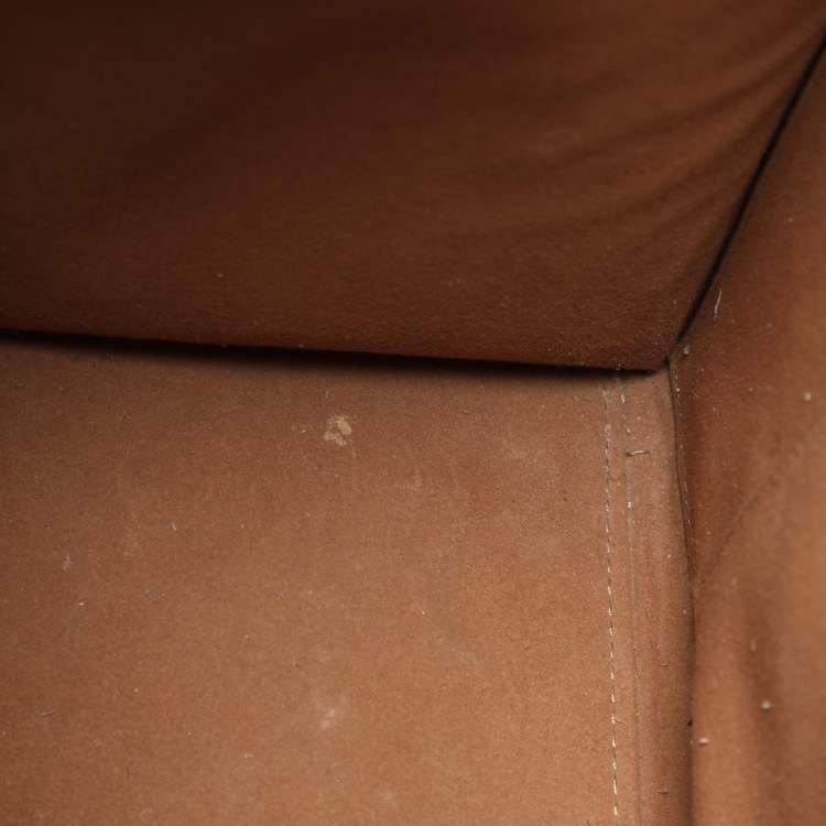 Pre Owned Tory Burch Monogram T Embossed Black/Off White Leather Contrast Tote