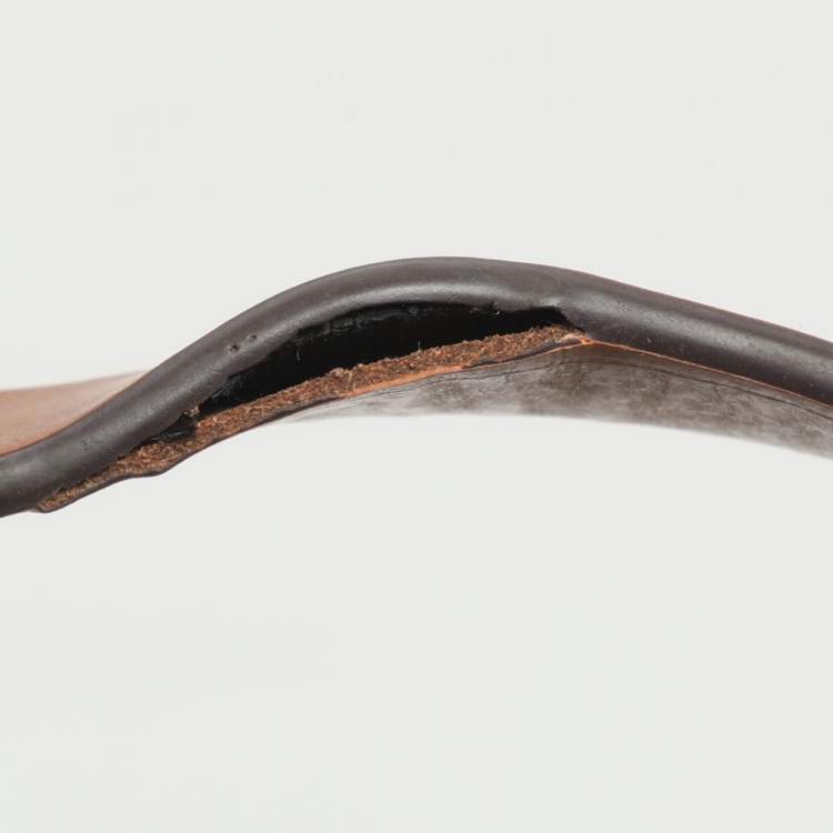 Pre Owned Tory Burch Monogram T Embossed Black/Off White Leather Contrast Tote