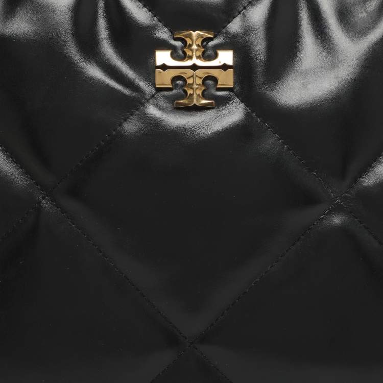 Pre Owned Tory Burch Kira Black Diamond Quilt Leather Convertible Shoulder Bag