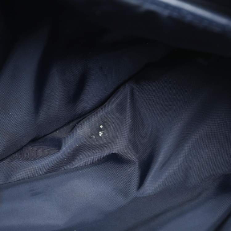 Pre Owned Tory Burch Ella Large Navy Blue Leather and Nylon Shopper Tote