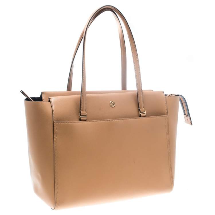 Pre Owned Tory Burch Brown Leather Large Parker Tote