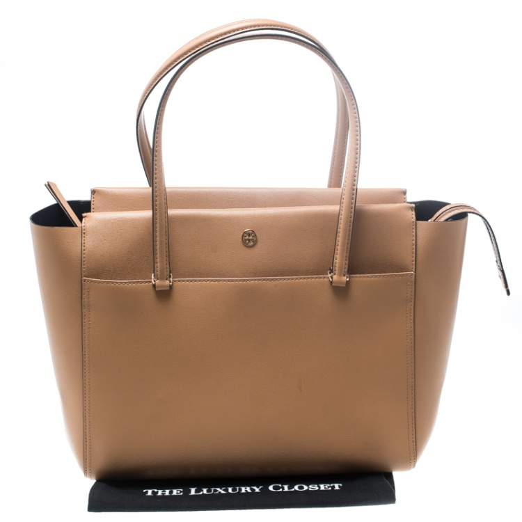 Pre Owned Tory Burch Brown Leather Large Parker Tote