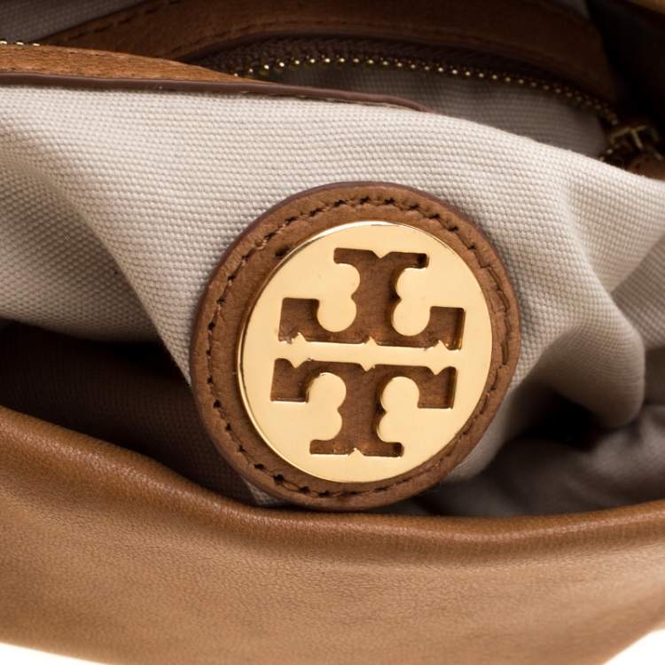 Pre Owned Tory Burch Tan Leather Louisa Fold Over Shoulder Bag