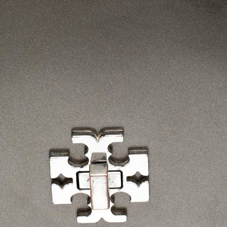 Pre Owned Tory Burch Olive Green Patent Leather Mercer Shoulder Bag