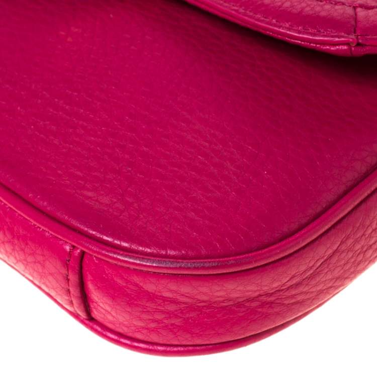 Pre Owned Tory Burch Magenta Leather Amanda Crossbody Bag