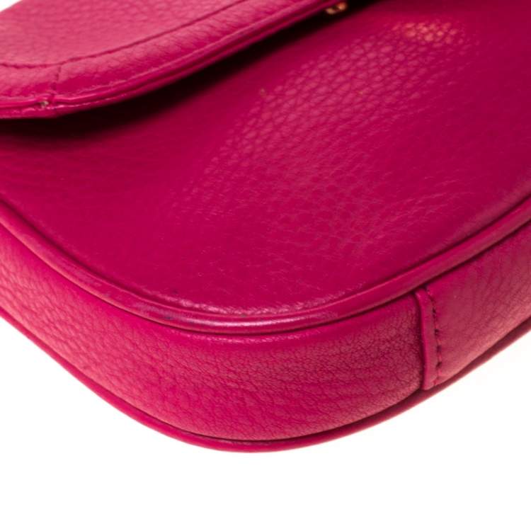 Pre Owned Tory Burch Magenta Leather Amanda Crossbody Bag