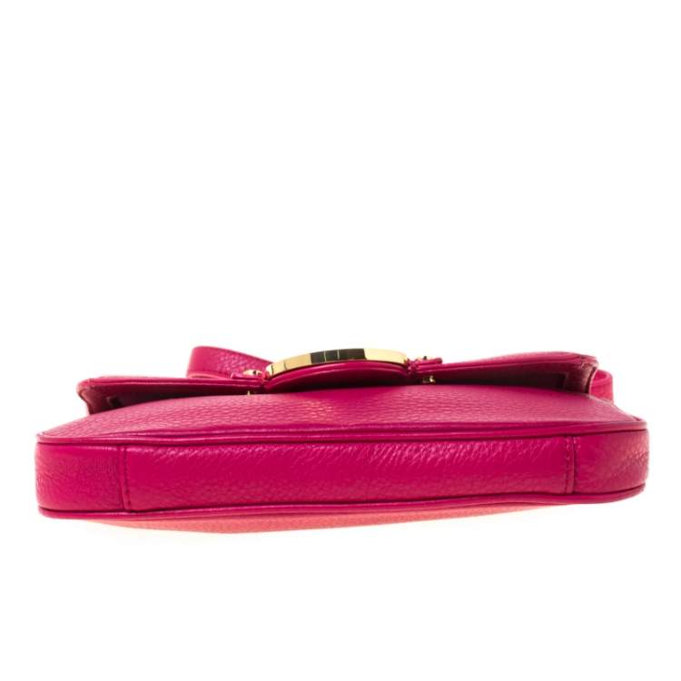 Pre Owned Tory Burch Magenta Leather Amanda Crossbody Bag