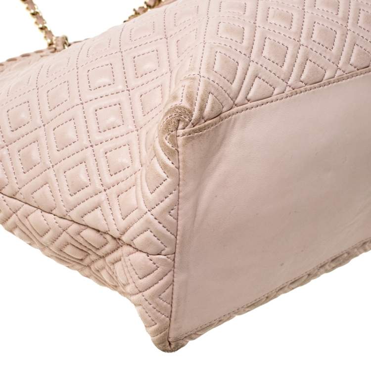 Pre Owned Tory Burch Beige Quilted Leather Marion Tote