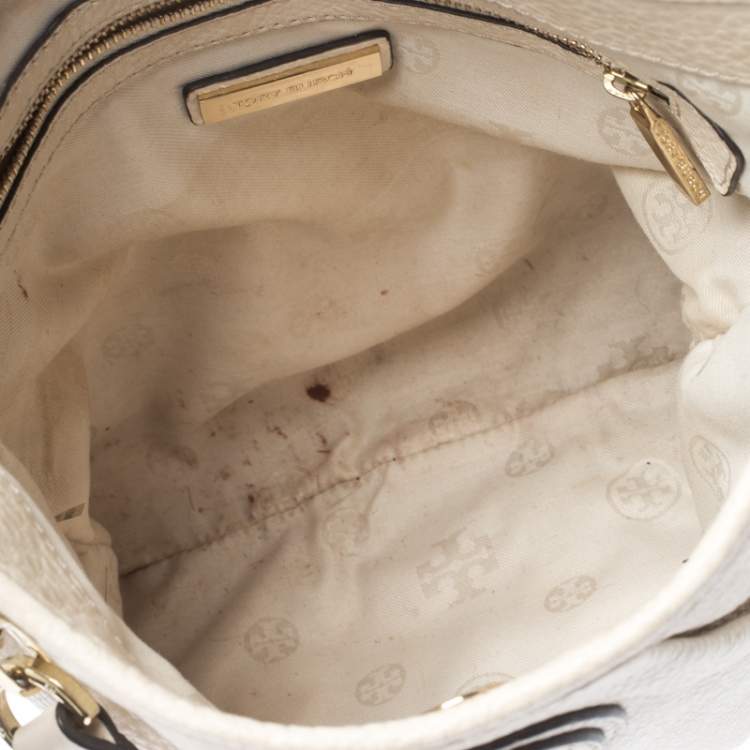 Pre Owned Tory Burch Cream Leather Crossbody Bag