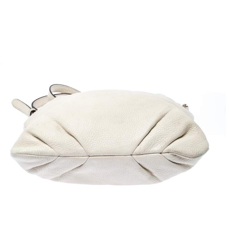 Pre Owned Tory Burch Cream Leather Crossbody Bag