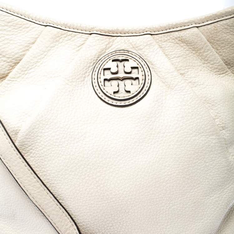 Pre Owned Tory Burch Cream Leather Crossbody Bag