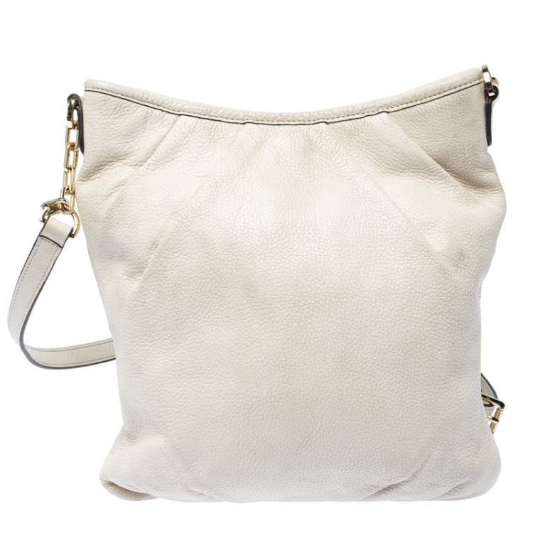 Pre Owned Tory Burch Cream Leather Crossbody Bag