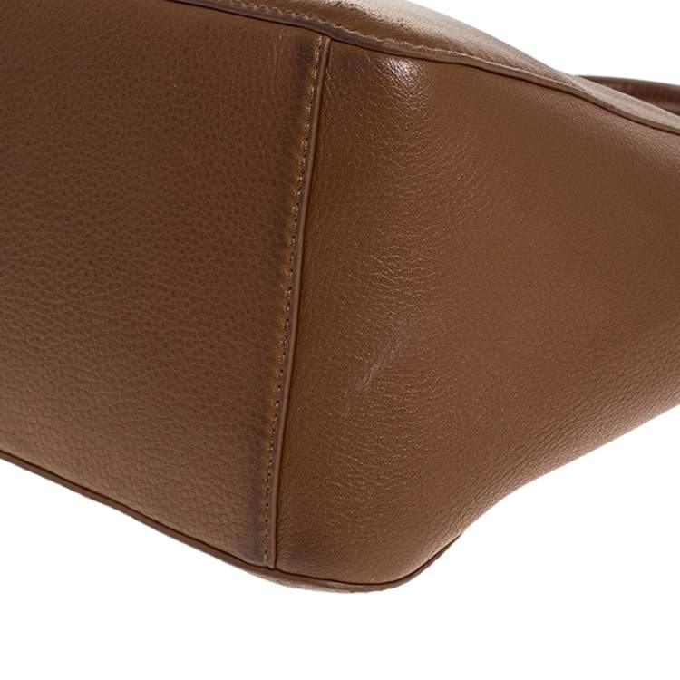 Pre Owned Tory Burch Brown Leather Double Zip Tote