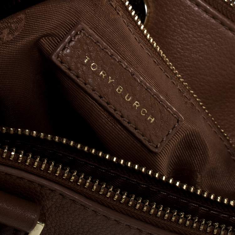 Pre Owned Tory Burch Brown Leather Double Zip Tote