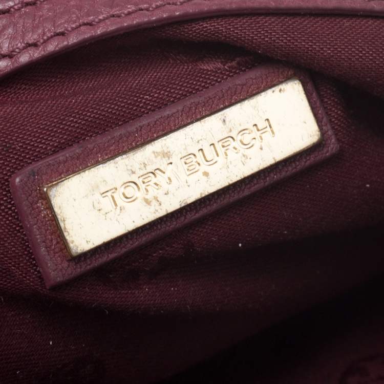Pre Owned Tory Burch Burgundy Leather Britten Flap Crossbody Bag