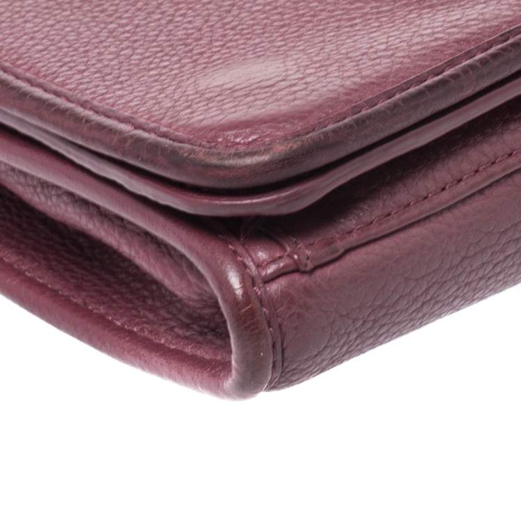 Pre Owned Tory Burch Burgundy Leather Britten Flap Crossbody Bag