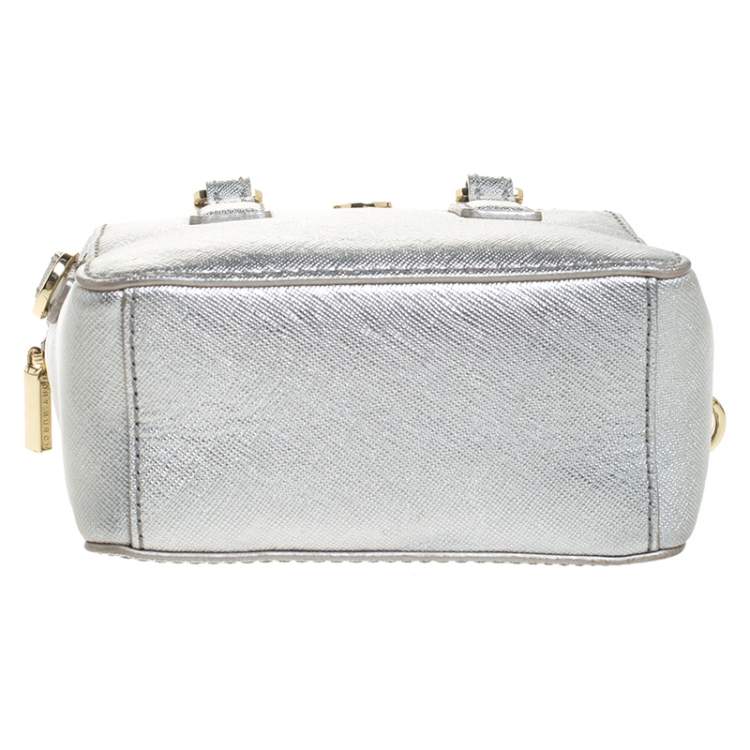 Pre Owned Tory Burch Metallic Grey Leather Micro Satchel