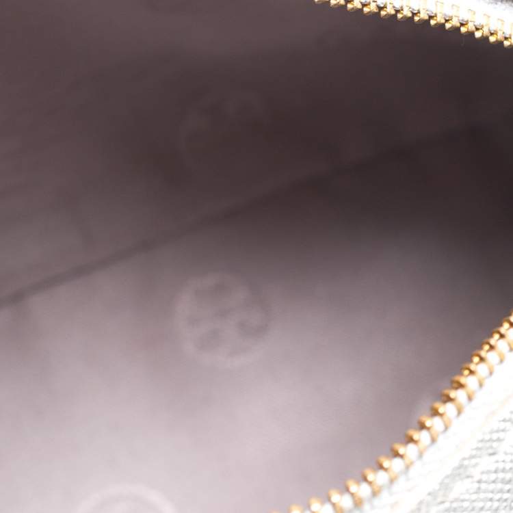 Pre Owned Tory Burch Metallic Grey Leather Micro Satchel