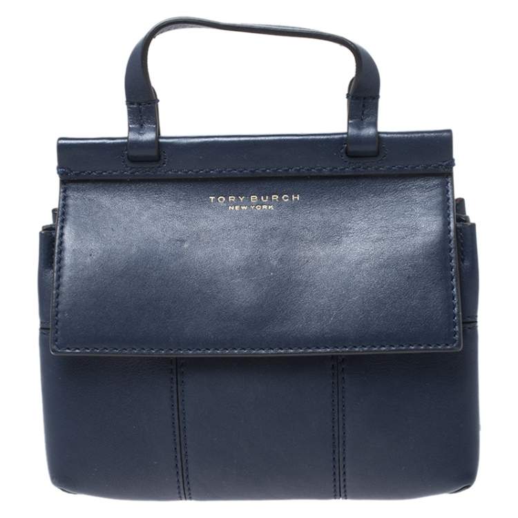 Pre Owned Tory Burch Blue Leather Crossbody Bag