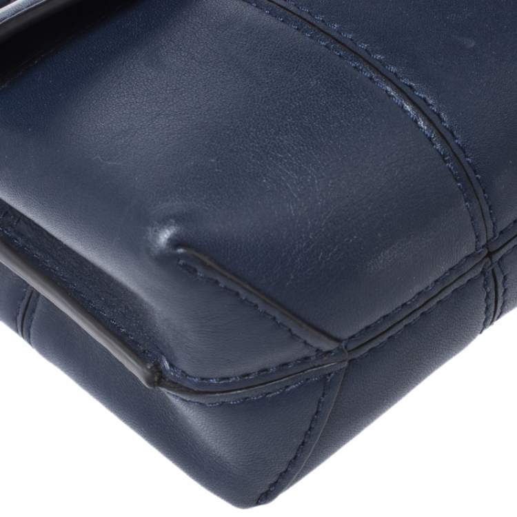 Pre Owned Tory Burch Blue Leather Crossbody Bag