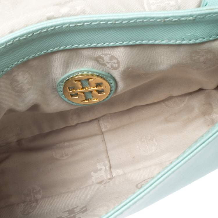 Pre Owned Tory Burch Lime Green Leather Robinson Crossbody Bag
