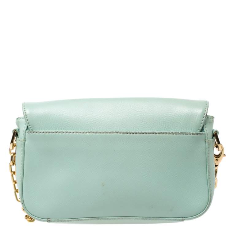 Pre Owned Tory Burch Lime Green Leather Robinson Crossbody Bag