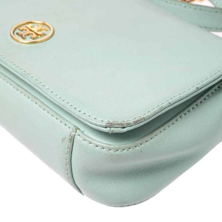 Pre Owned Tory Burch Lime Green Leather Robinson Crossbody Bag