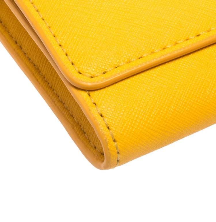 Pre Owned Tory Burch Mustard Leather Robinson Envelope Flap Wallet