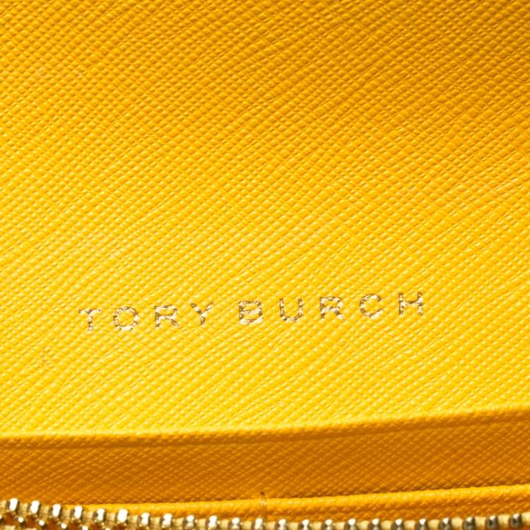 Pre Owned Tory Burch Mustard Leather Robinson Envelope Flap Wallet