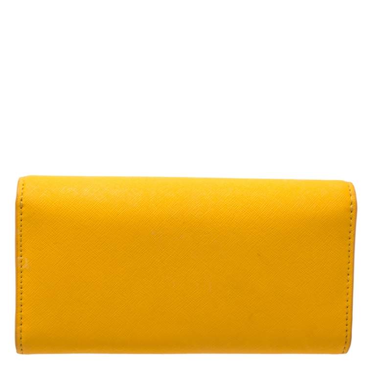 Pre Owned Tory Burch Mustard Leather Robinson Envelope Flap Wallet