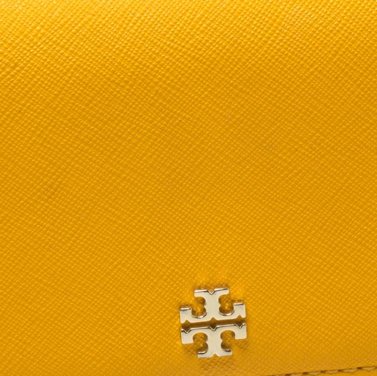 Pre Owned Tory Burch Mustard Leather Robinson Envelope Flap Wallet