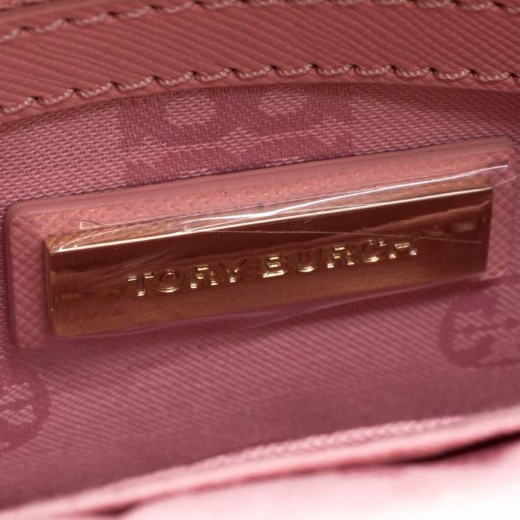 Pre Owned Tory Burch Pink Leather Diana Flap Clutch