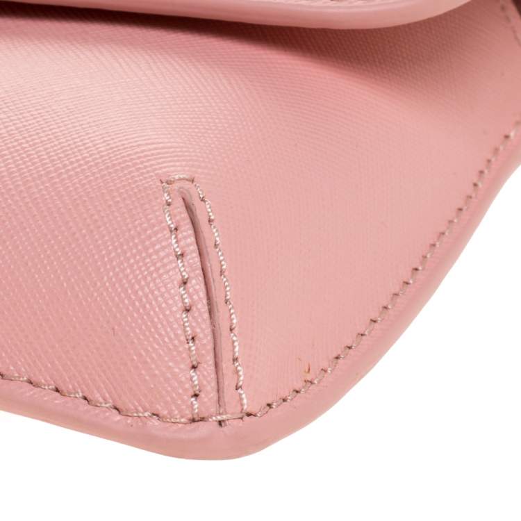 Pre Owned Tory Burch Pink Leather Diana Flap Clutch
