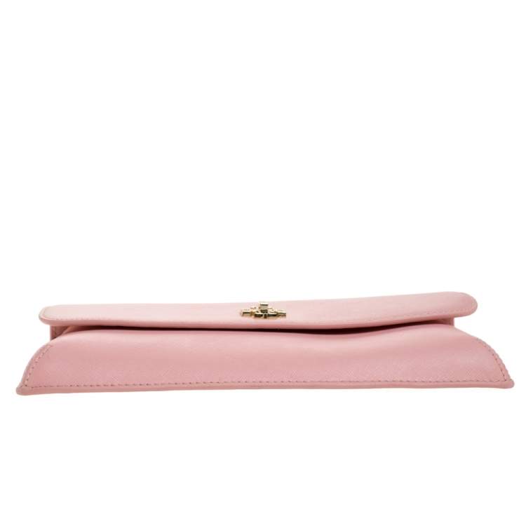 Pre Owned Tory Burch Pink Leather Diana Flap Clutch