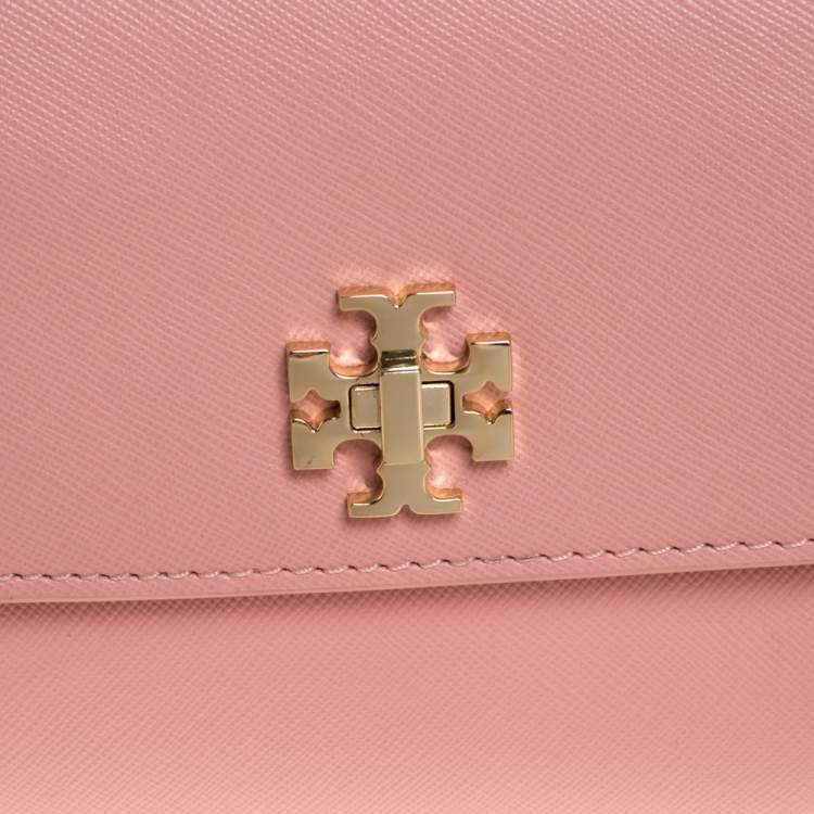 Pre Owned Tory Burch Pink Leather Diana Flap Clutch