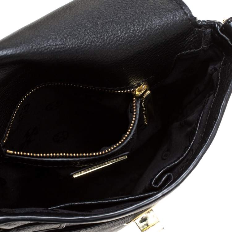 Pre Owned Tory Burch Black Leather Messenger Bag