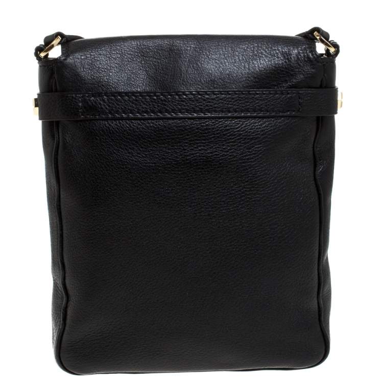 Pre Owned Tory Burch Black Leather Messenger Bag