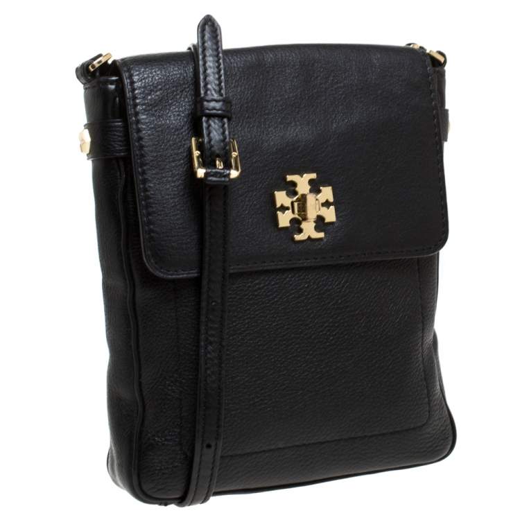 Pre Owned Tory Burch Black Leather Messenger Bag