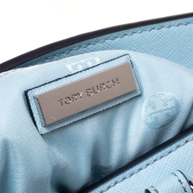 Pre Owned Tory Burch Light Blue Leather Robinson East West Satchel