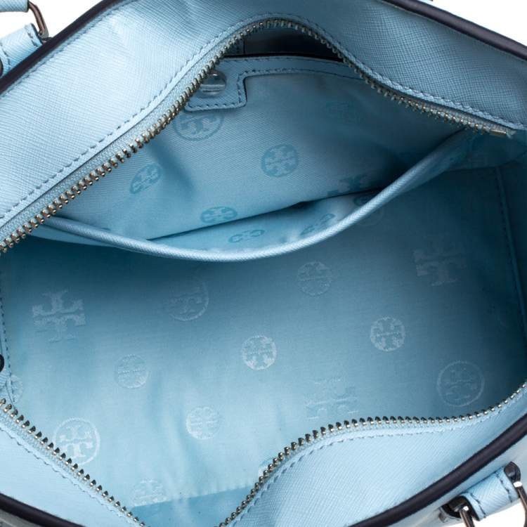 Pre Owned Tory Burch Light Blue Leather Robinson East West Satchel