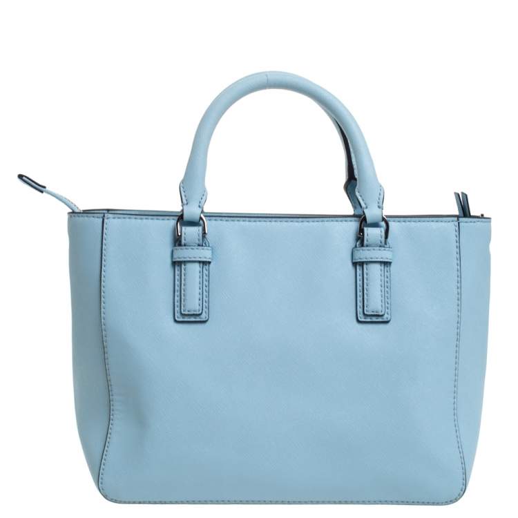 Pre Owned Tory Burch Light Blue Leather Robinson East West Satchel