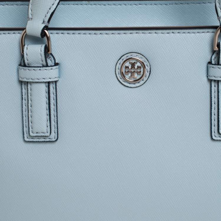 Pre Owned Tory Burch Light Blue Leather Robinson East West Satchel