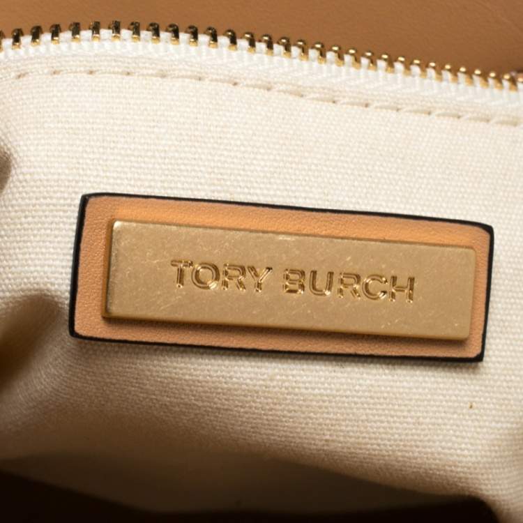 Pre Owned Tory Burch  Multicolor Leather/Suede/Calfhair and Canvas Balloon Stripe Half Moon Satchel                                   