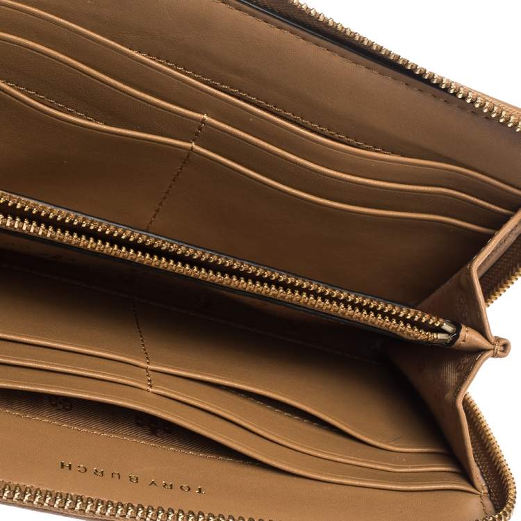 Pre Owned Tory Burch Tan Leather Alexa Zip Around Wallet
