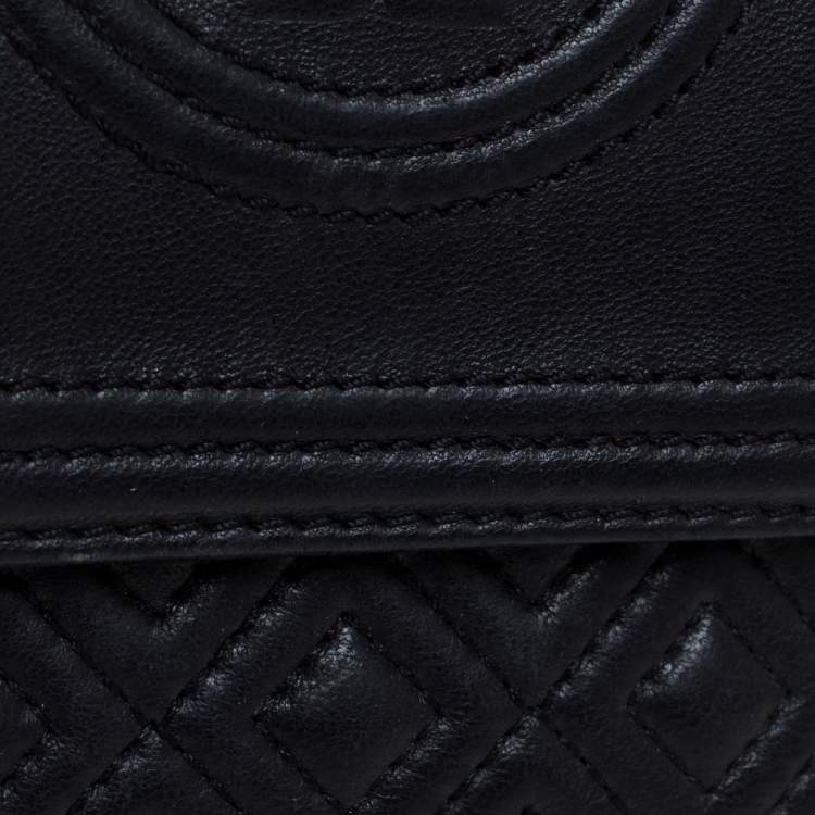 Pre Owned Tory Burch Black Leather Fleming Trifold Wallet