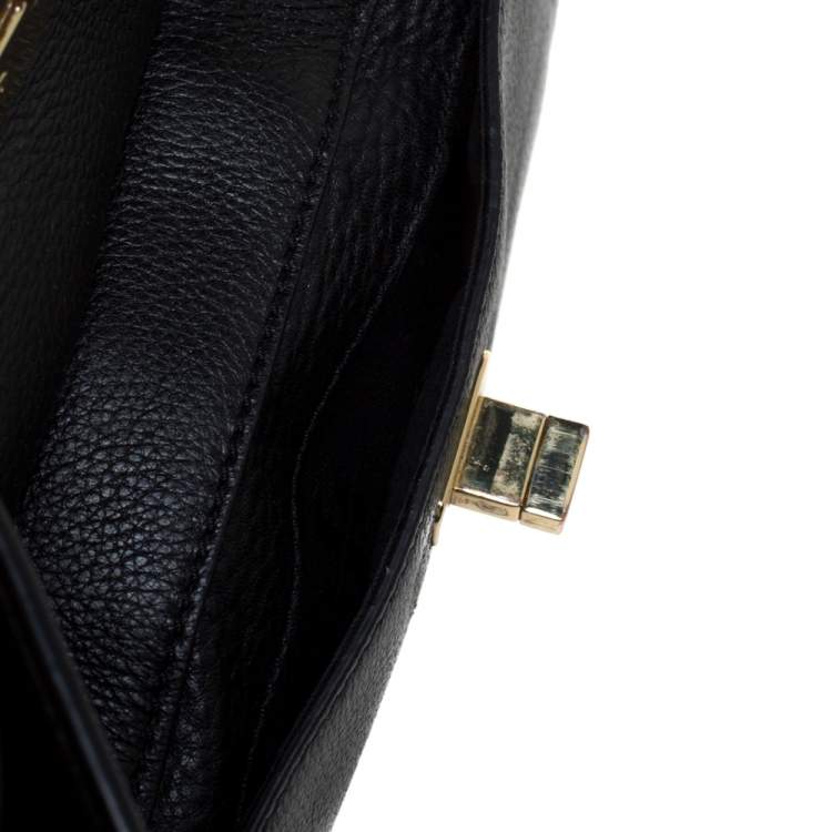 Pre Owned Tory Burch Black Leather Medium Convertible Tote