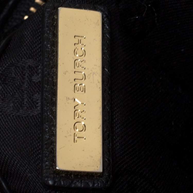 Pre Owned Tory Burch Black Leather Medium Convertible Tote